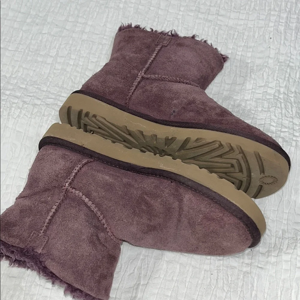 Uggs boots‎ Women's Suede Ankle Boots - Purple Mini Bailey Button Gem Classic